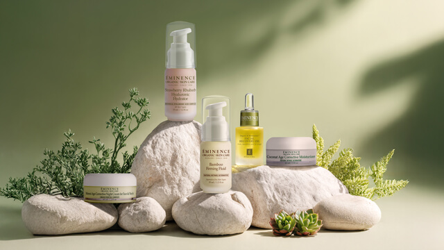 an image of several organic skin care products arranged on display